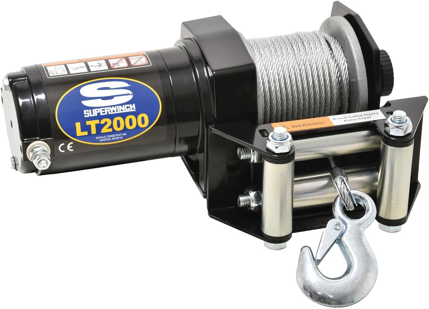 BRAND, CATEGORY, SUPERWINCH, WINCHES, Superwinch 1120210 LT2000 12V DC Electric Winch 2,000lb/907kg Single Line Pull with Roller Fairlead, 5/16in. x 50ft. Steel Wire Rope, Corded Handheld Remote, Handlebar Rocker Switch