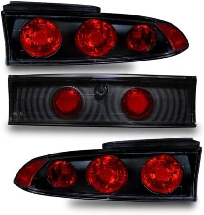 BRAND, CATEGORY, SPPC, TAIL LIGHT ASSEMBLIES, Taillights 3 pieces G2 Black Assembly Set For Mitsubishi Eclipse - (Pair) Driver Left and Passenger Right Side Replacement