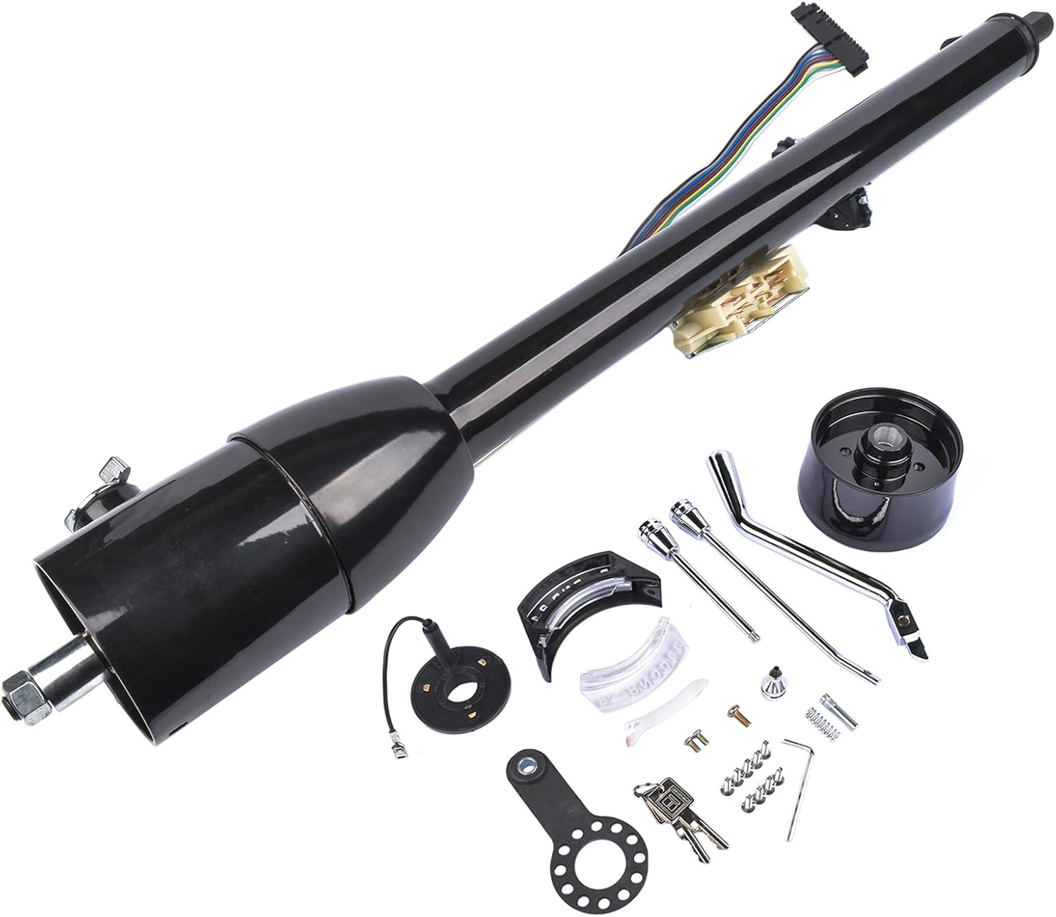 BRAND, CATEGORY, STEERING COLUMNS, WEONEFIT, Tilt Auto 32" Black Steering Column Shift Hot Rod with 9-Hole Wheel Adapter & Key