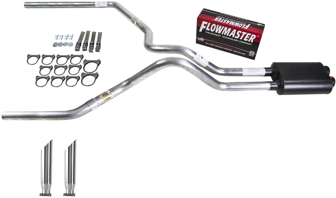 BRAND, CAT-BACK SYSTEMS, CATEGORY, TRUCK EXHAUST KITS, Truck Exhaust Kits - DIY dual exhaust system 2.5 MA pipe Flowmaster Super 40 SC Tip