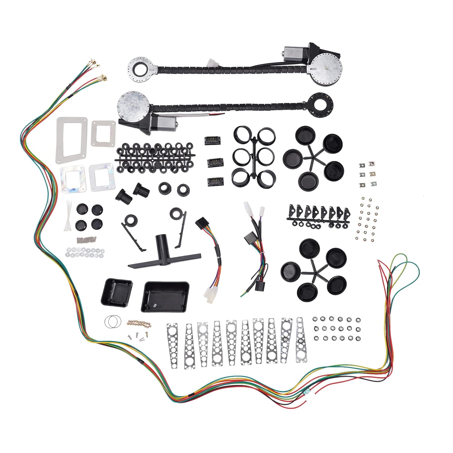 BRAND, CATEGORY, WEONEFIT, WINDOW REGULATOR & MOTOR ASSEMBLIES, Universal Electric Power Window Regulator Conversion Kit Replacement for 2 Door Pickup SUV Truck Van Car - with Motor Switch Wiring and Hardware