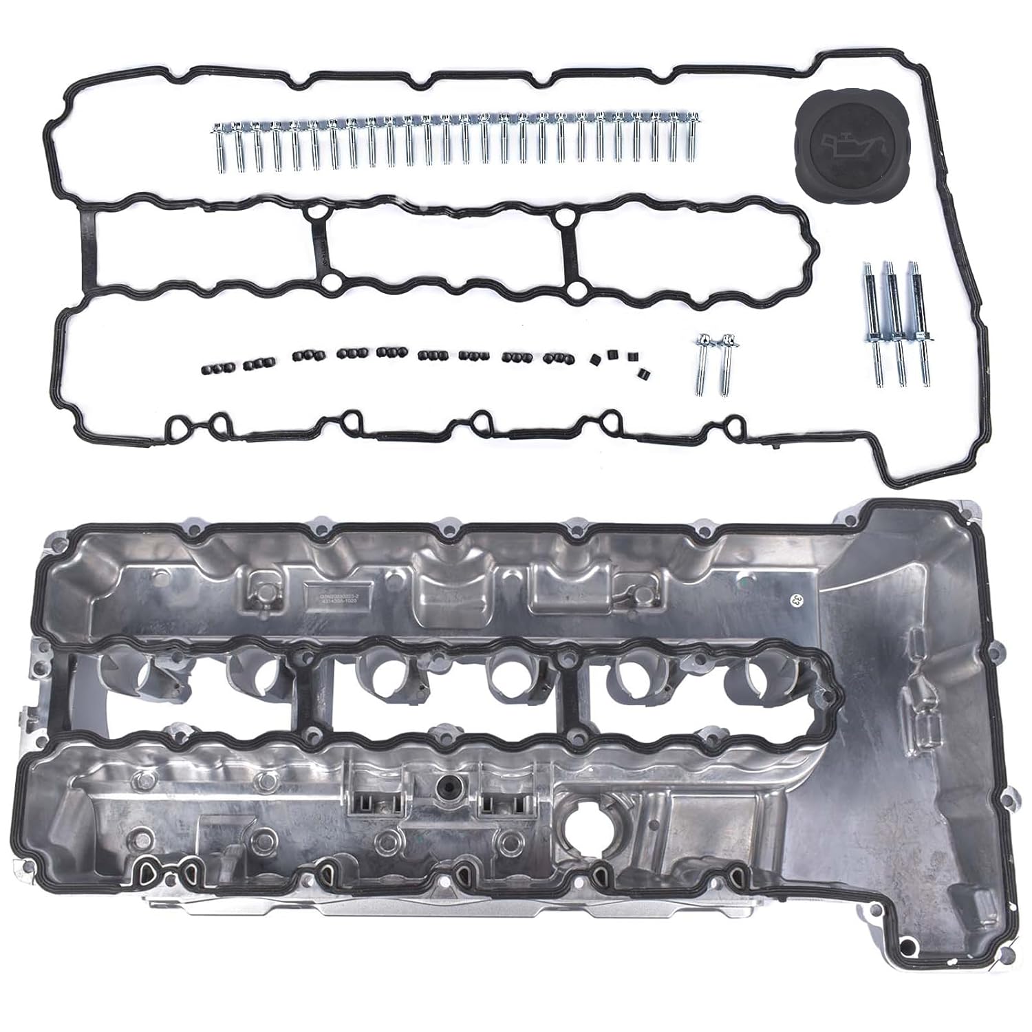 BRAND, CATEGORY, VALVE COVERS, WEONEFIT, Upgraded Aluminum Engine Valve Cover with Oil Cap 264-936 Replacement for BMW N54 135i 335i 535i 740i 740Li M2 M235i M240i X6 Z4 L6 3.0L - 11127565284 11127565286