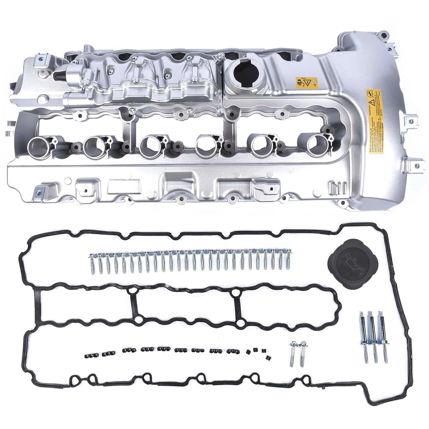 BRAND, CATEGORY, VALVE COVERS, WEONEFIT, Upgraded Aluminum Engine Valve Cover with Oil Cap 264-936 Replacement for BMW N54 135i 335i 535i 740i 740Li M2 M235i M240i X6 Z4 L6 3.0L - 11127565284 11127565286