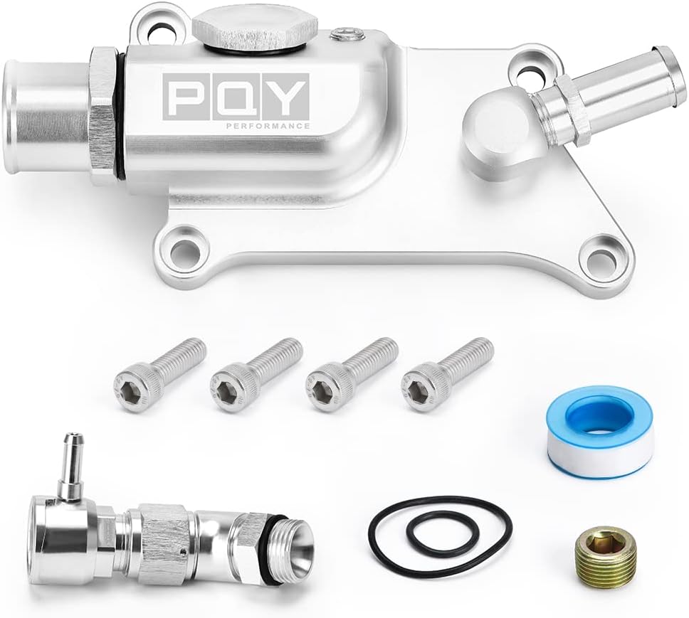 BRAND, CATEGORY, FILLER NECKS, PQY, Upper Coolant Housing Straight Inlet with Integrated Filler Neck Compatible with Honda K24 K20Z3 Silver