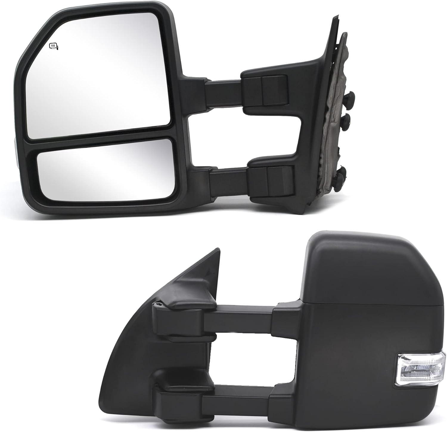 BRAND, CATEGORY, TOWING MIRRORS, WLLW, WLLW [Upgrade Style] Towing Mirrors for 1999-2016 Ford F-250 F-350 F-450 F-550 Super Duty Manual Adjustment Control Glass Manual Telescoping Folding Black A Pair Tow Mirror