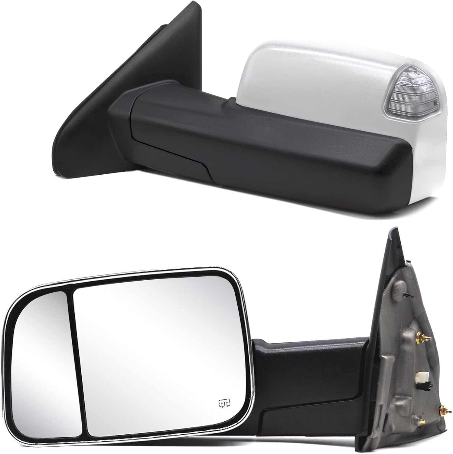 BRAND, CATEGORY, TOWING MIRRORS, WLLW, Towing Mirrors fit for 2002 2003 2004 2005 2006 2007 2008 Dodge Ram 1500 2003 2004 2005 2006 2007 2008 2009 Dodge Ram 2500 3500 Pickup Truck Power Heated Turn Signal Light Puddle Lamp Chrome Cap