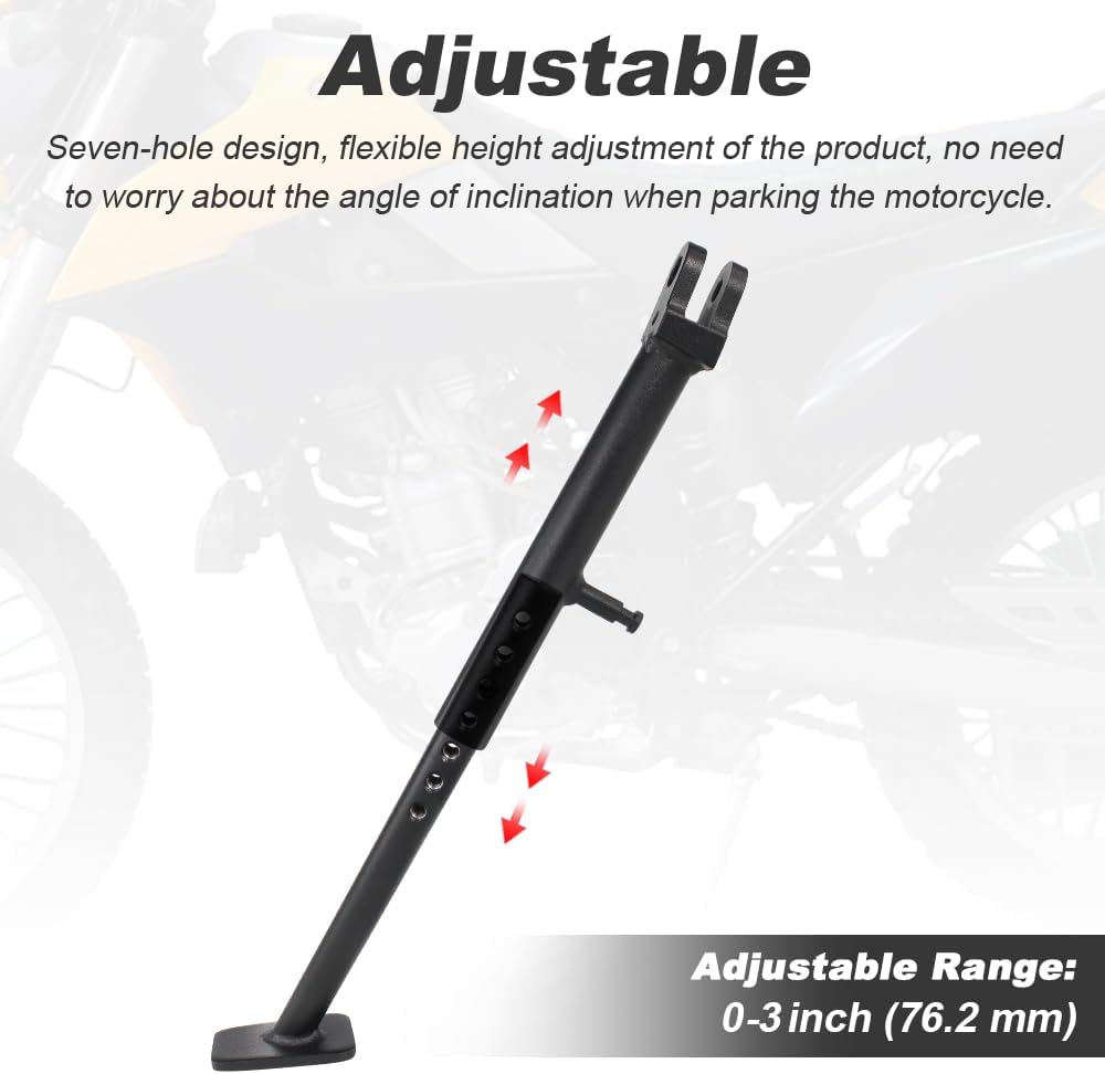 BRAND, CATEGORY, KICKSTANDS & JIFFY STANDS, XITOMER, Xitomer 0-3 inch Motorcycle Adjustable Kickstand Fit for KLX300 2021-2023 / KLX250S 2009-2014 / KLX250 2020 2019 2018-2020, Motorcycle Adjustable Side Stand Adjustable Kickstand