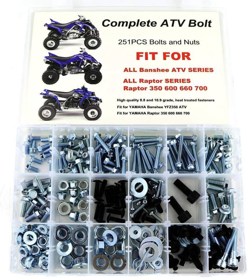 BODY KITS, BRAND, CATEGORY, XITOMER, Xitomer 251PCS for Raptor700 Plastics Engine Body Frame Exhaust Bolts Kit Fit for Raptor 350 600 660 700R, ATV Bolts Kit (Zinc)