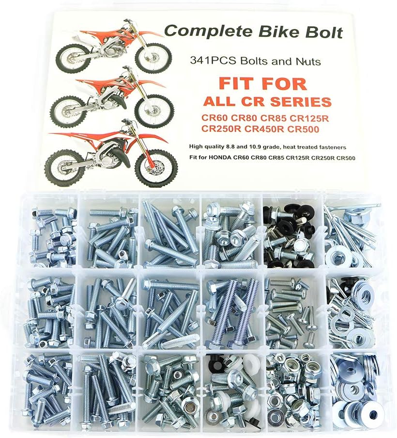 BODY KITS, BRAND, CATEGORY, XITOMER, Xitomer 341 PCS Plastics Engine Body Frame Exhaust Bolts Kit Fit for CR60 CR80 CR85 CR125R CR250R CR500, ATV Bolts Kit