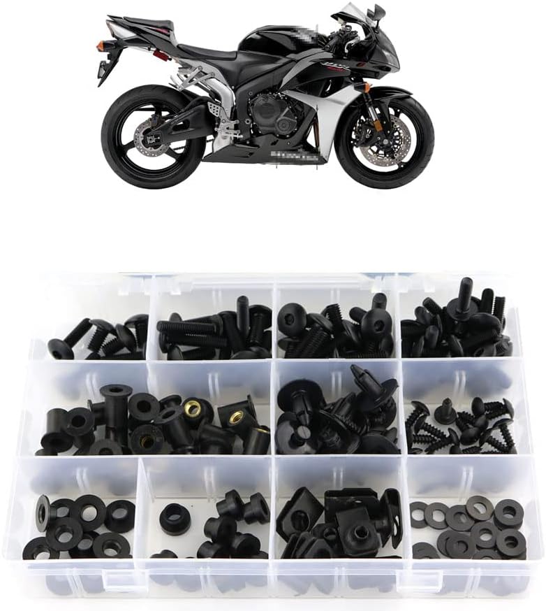 BRAND, CATEGORY, FAIRING KITS, XITOMER, Xitomer F5 Complete Fairing Bolt Kits, Fit for CBR600RR F5 2007 2008 2009 2010 2011 2012, Windscreen Bolts, Mounting Kits Washers/Nuts/Fastenings/Clips/Grommets (Matte Black)