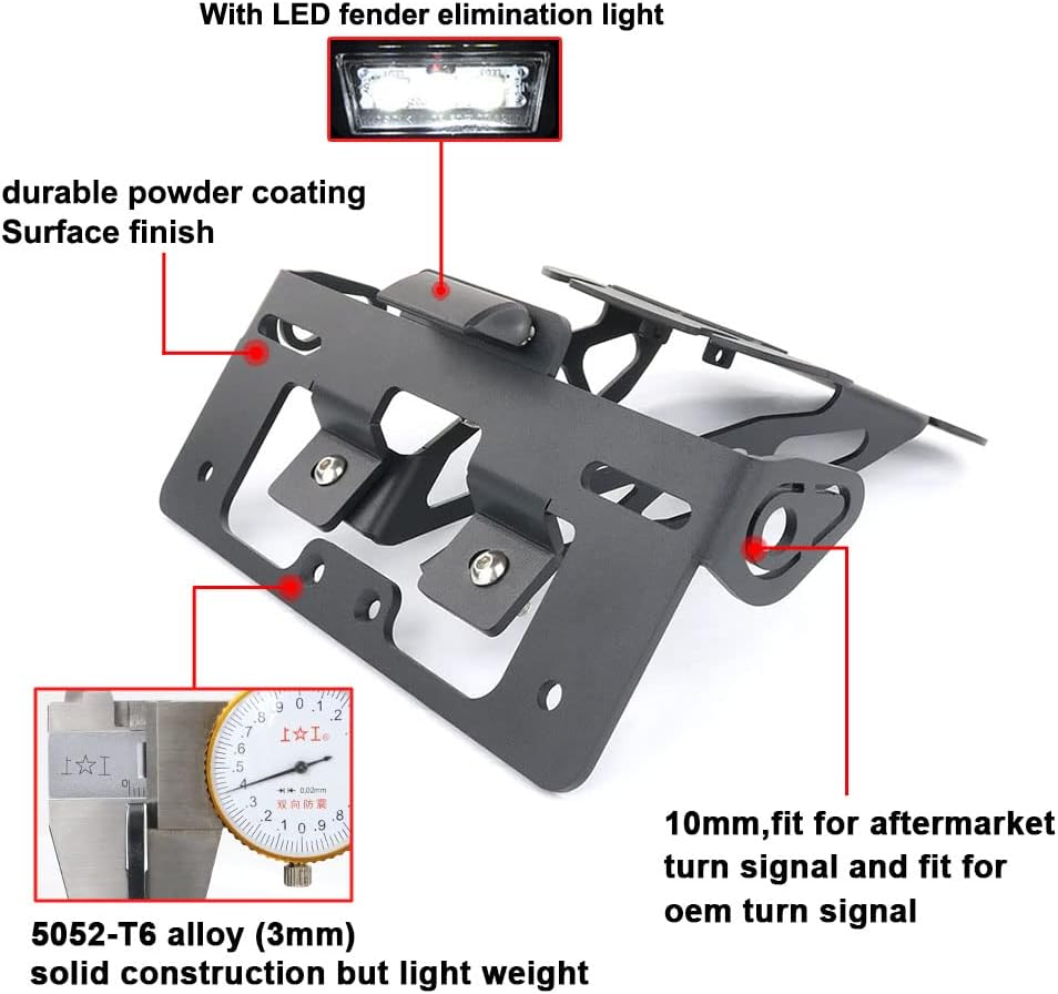 BRAND, CATEGORY, FENDER ELIMINATORS, XITOMER, Xitomer Fender Eliminator Fit for 2023 MT-09 MT09 2021 2022 MT-09 SP, License Plate Holder Fender Eliminator Tail Tidy with LED Light, Compatible with OEM Aftermarket Turn Signal