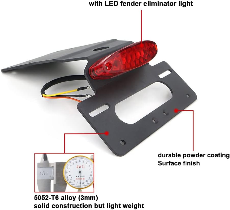 BRAND, CATEGORY, FENDER ELIMINATORS, XITOMER, Xitomer Fender Eliminator Fit for KLR 650, Tail Tidy Fit for 2022 2023 2024 KLR650 License Plate Holder Fender Eliminator (Red Tail Light)