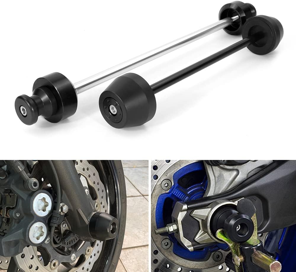 BRAND, CATEGORY, SWING ARM SPOOLS, XITOMER, Xitomer Front and Rear Axle Sliders & Swing Arm Stand Bobbins, Fit for 2023 2022 2023 MT-07 2014-2023 & FZ-07 Motorcycle Front and Rear Axle Sliders CNC Aluminum (Black)