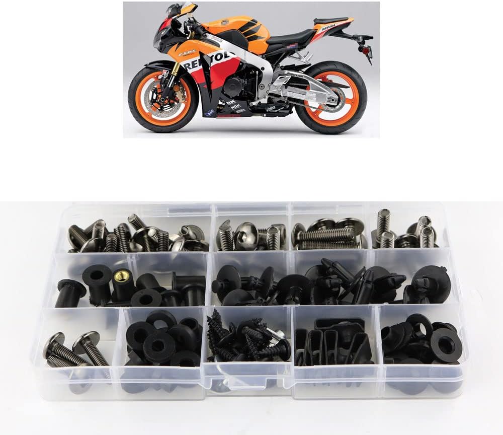 BRAND, CATEGORY, FAIRING KITS, XITOMER, Xitomer Full Sets Fairing Bolts Kits, Fit for CBR1000RR 2008 2009 2010 2011 2012 2013 2014 2015 2016, Mounting Kits/Nuts/Washers/Clips/Fastenings/Grommets (Matte Black)