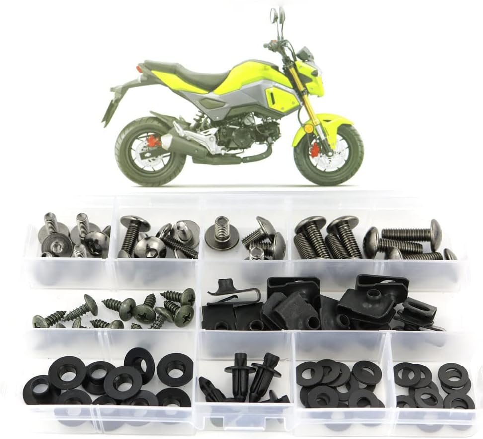 BRAND, CATEGORY, FAIRING KITS, XITOMER, Xitomer Full Sets Fairing Bolts Kits, Fit for GROM MSX125 2017-2018, Mounting Kits Washers/Nuts/Fastenings/Clips/Grommets (Black)