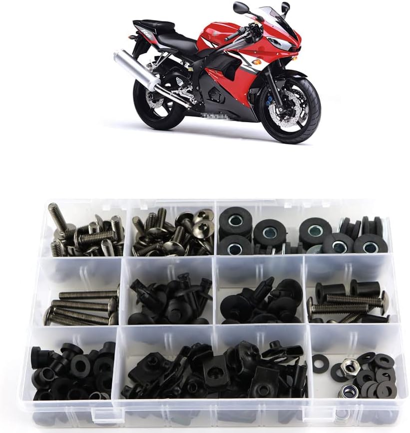 BRAND, CATEGORY, FAIRING KITS, XITOMER, Xitomer Full Sets Fairing Bolts Kits, Fit for YZF-R6 2003 2004 2005 YZF-R6S 2006 2007 2008 2009, Mounting Kits Washers/Nuts/Fastenings/Clips/Grommets (Matte Black)