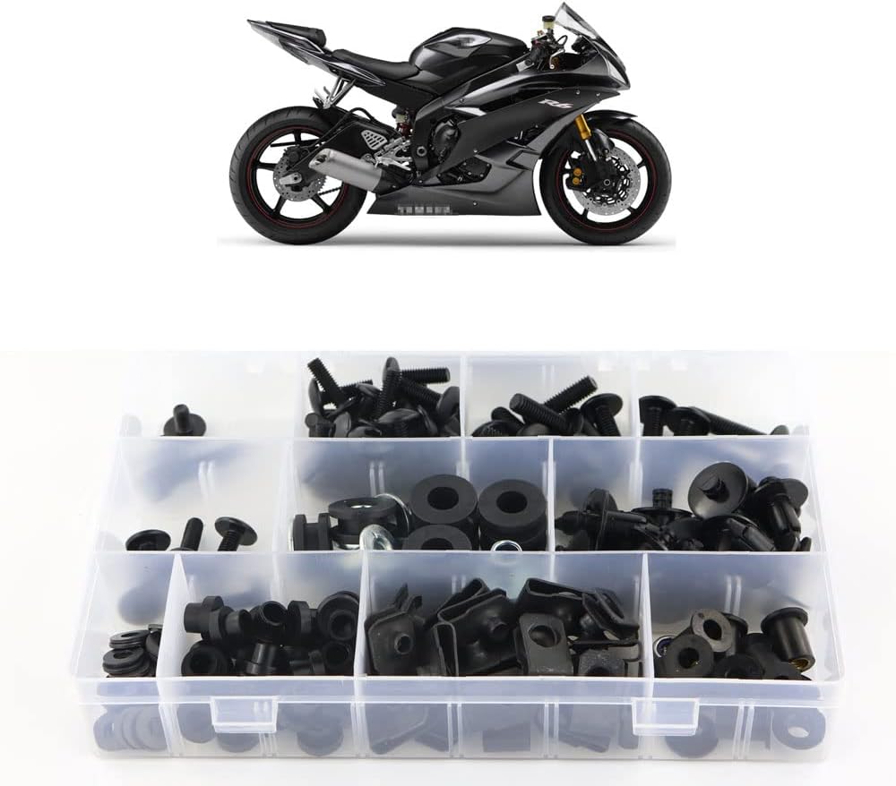 BRAND, CATEGORY, FAIRING KITS, XITOMER, Xitomer Full Sets Fairing Bolts Kits, Fit for YZF-R6 2006 2007, Mounting Kits Washers/Nuts/Fastenings/Clips/Grommets (Matte Black)