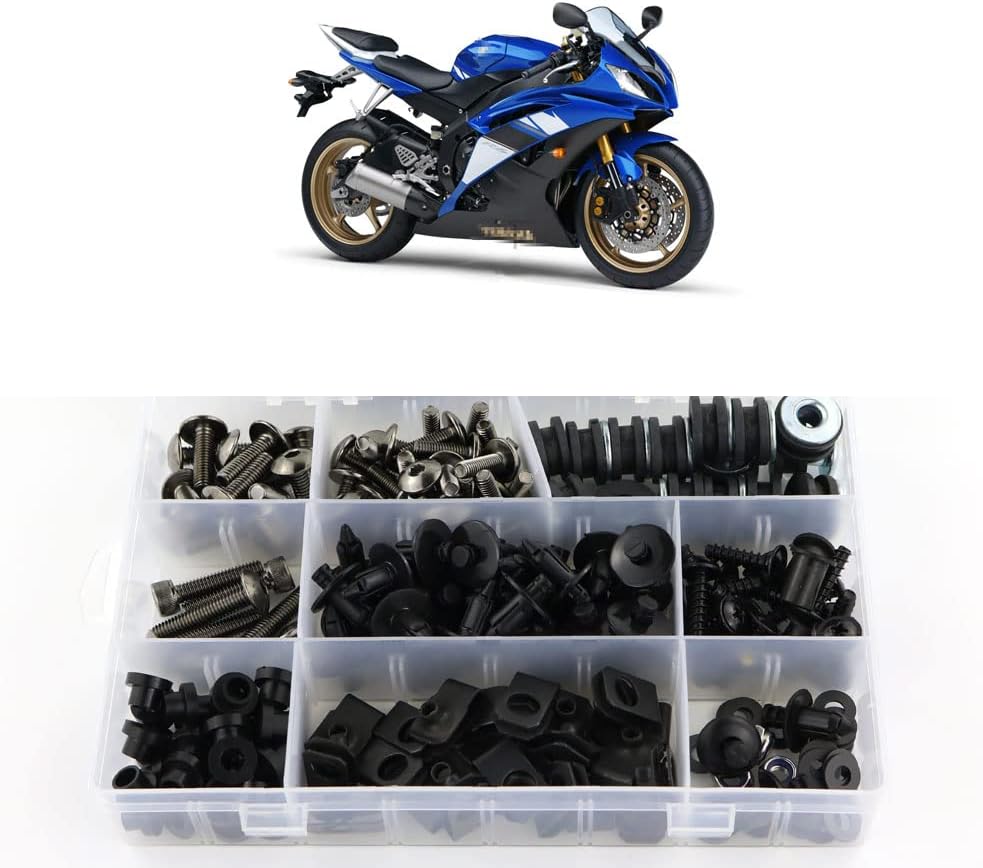 BRAND, CATEGORY, FAIRING KITS, XITOMER, Xitomer Full Sets Fairing Bolts Kits, Fit for YZF-R6 2008 2009 2010 R6 2011 2012 2013 R6 2014 2015 2016 R6, Mounting Kits Washers/Nuts/Fastenings/Clips/Grommets (Matte Black)