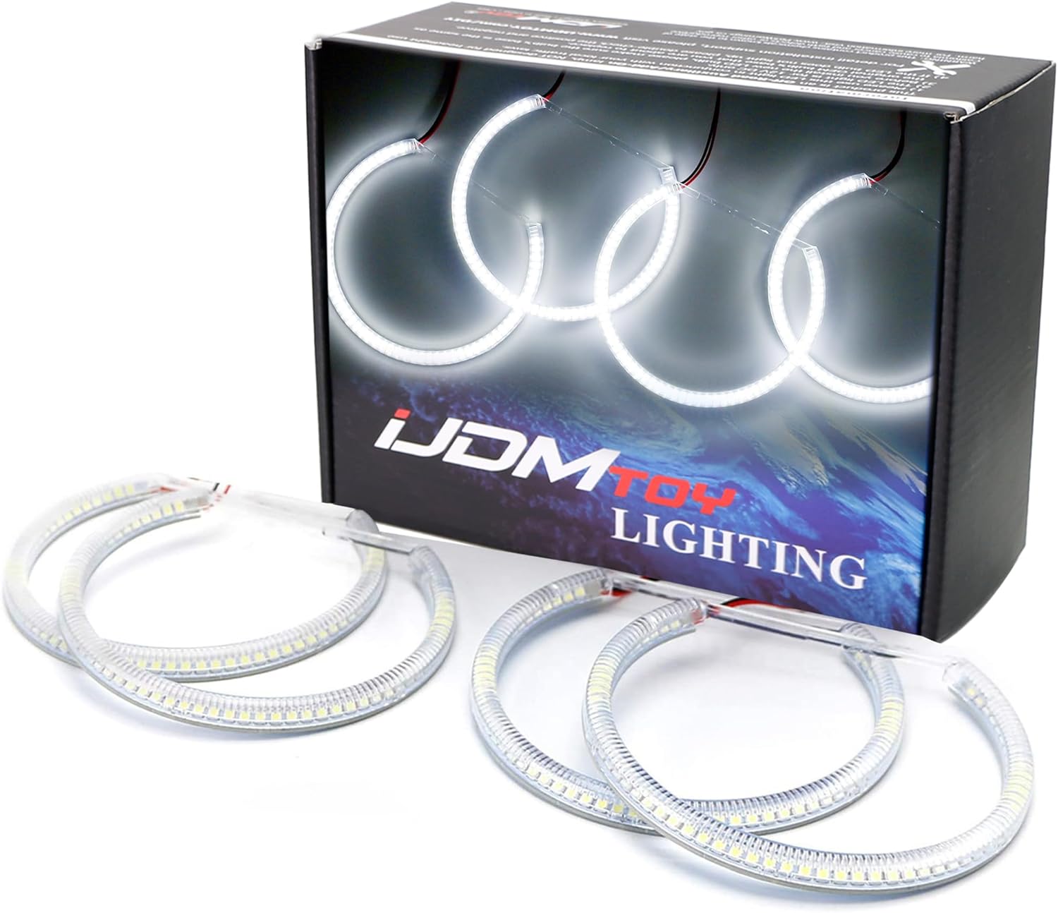 BRAND, CATEGORY, HEADLIGHT BULBS, IJDMTOY, iJDMTOY 7000K Xenon White 264-SMD LED Angel Eyes Halo Ring Lighting Kit Compatible With BMW E36 E46 3 Series E39 5 Series E38 7 Series (Fit Xenon Trim ONLY)