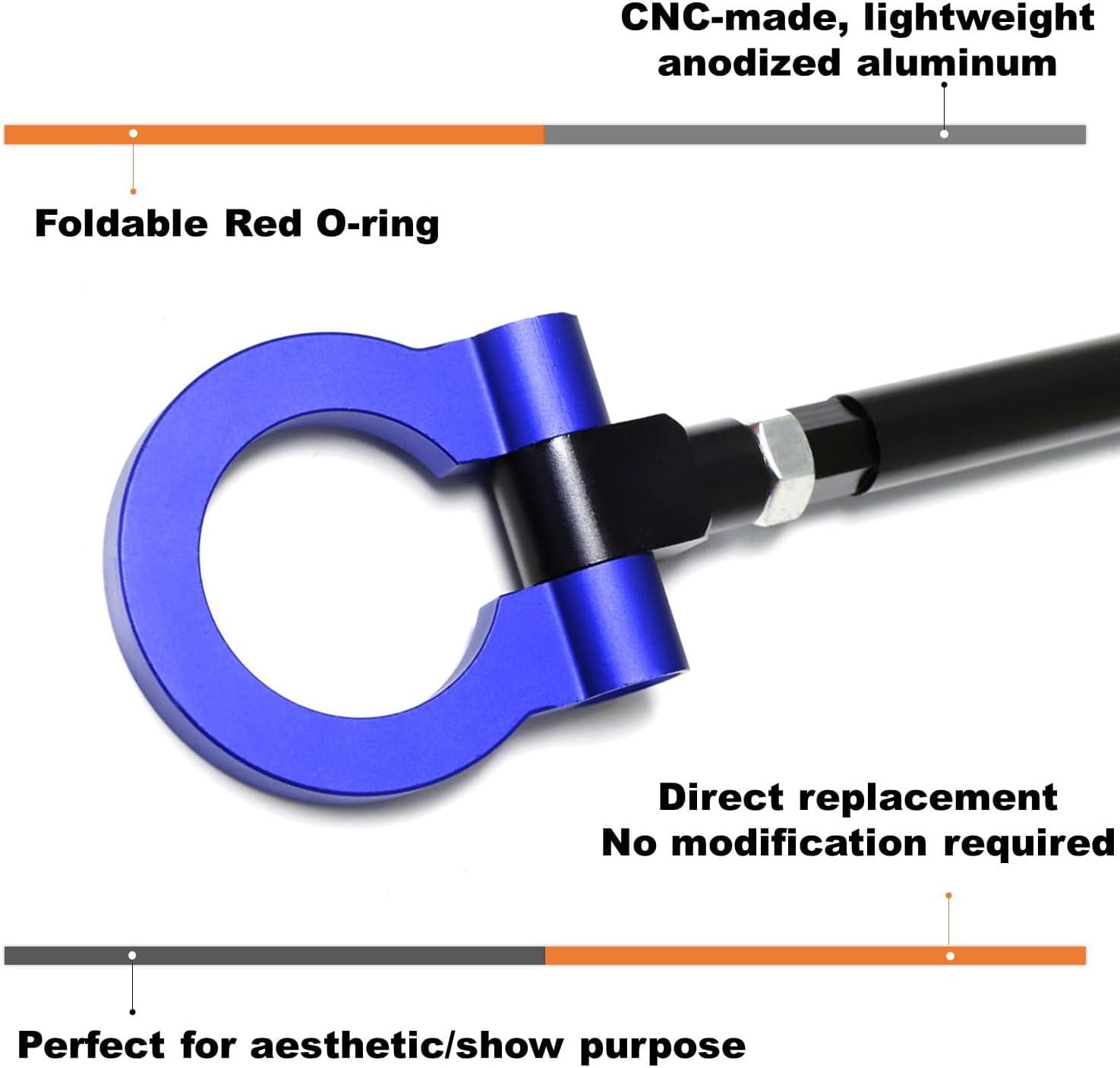 BRAND, CATEGORY, IJDMTOY, TOW HOOKS, iJDMTOY Red Track Racing Style Front Bumper Tow Hook O-Ring Compatible with Chevrolet 2020-up Corvette C8, Made of Light Weight CNC Aluminum