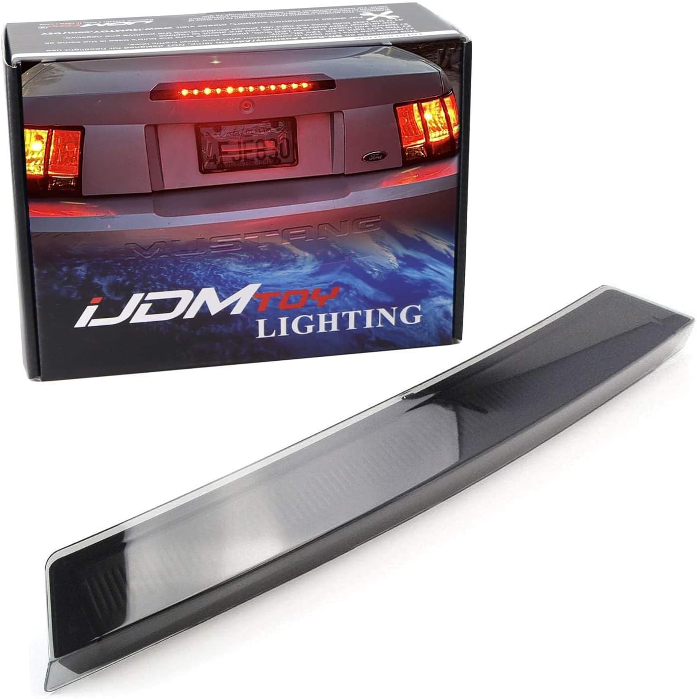 BRAND, CATEGORY, HIGH MOUNT STOP LIGHTS, IJDMTOY, iJDMTOY Smoked Black Lens LED 3rd Brake Light Compatible With 1999-2004 Ford Mustang, Powered by 12 Super Bright Red LED Emitters