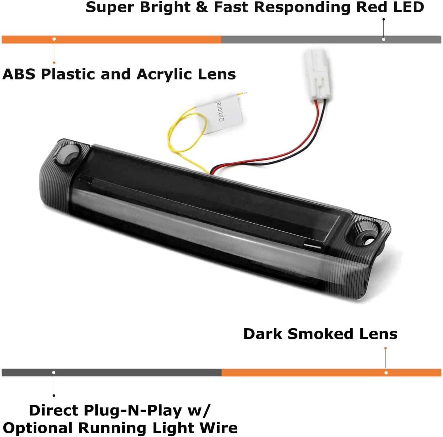 BRAND, CATEGORY, HIGH MOUNT STOP LIGHTS, IJDMTOY, iJDMTOY Smoked Dark Lens 9-LED 3rd Brake Light Assy Compatible With Toyota 4Runner Highlander Prius Sienna etc., Rear Center Roof High Mount LED Third Brake w/Strobe Braking Feature